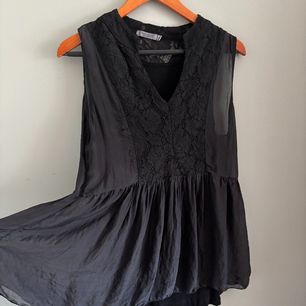 Y2K Black Silk Lace Top